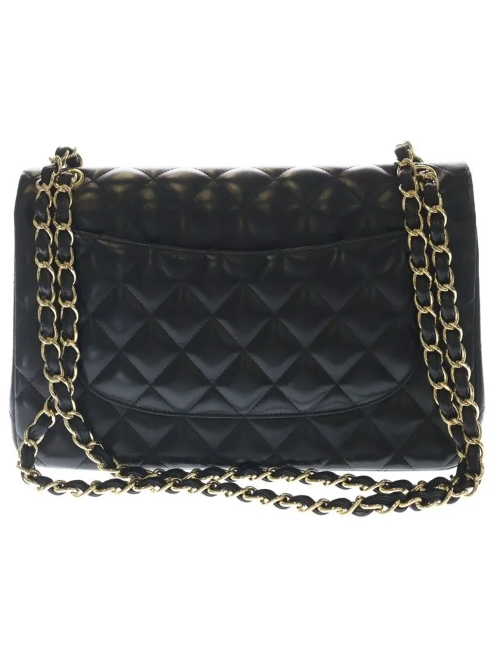 Chanel Maxi Quilted 30 Lambskin Leather Double Flap Chain Shoulder Bag Gold